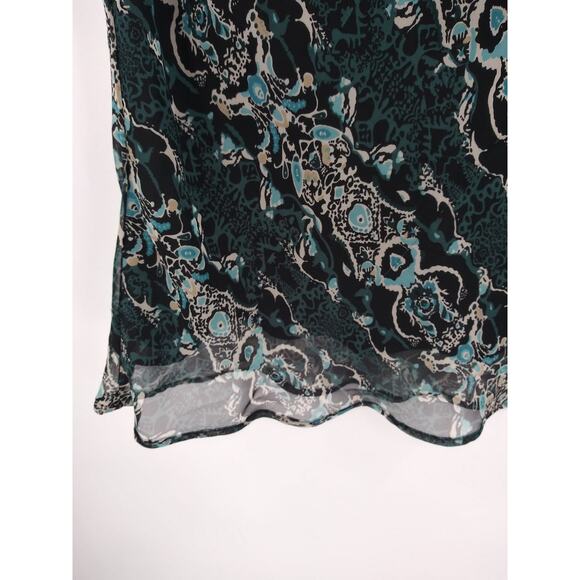 Cato Blue & Black Tribal Pattern Flowly Cottage Core Midi Skirt Fairy Sz Large - Picture 8 of 11